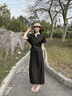 旅途原品（ltyp）襯衫女香云紗桑蠶絲襯衣100%蠶絲黑標(biāo)系列 小衫/氣球群秋 半群-檀木黑-香云紗 L -XL 曬單實拍圖