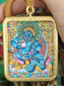 青藏源西藏純手繪扎基拉姆黃黑財(cái)神大黑天文殊菩薩藥師佛小唐卡佛牌吊墜 黑財(cái)神4*5cm6 曬單實(shí)拍圖