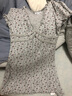 UR2025春季新款女度假風碎花拼接蕾絲超短款連衣裙UYL750019 花灰 (領口偏低) M 曬單實拍圖