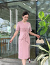 紫魅俏2025年春夏短袖高端媽媽婚宴裝喜婆婆參加結(jié)婚宴會(huì)禮服洋氣連衣裙 棗紅色 L (建議105-115斤) 曬單實(shí)拍圖