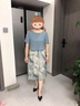 恰凡（QIAFAN）年輕媽媽夏裝連衣裙2025新款中年女裝短袖半身裙中老年人雪紡裙子 淺藍色 XL  （建議100-115斤） 曬單實(shí)拍圖