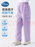 迪士尼女童工裝褲2025夏季透氣闊腿褲子兒童冰絲防蚊褲TD2EK002 紫色170 曬單實拍圖