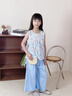 乖妮貓女童夏套裝2025新款洋氣童裝小女孩獨特漂亮夏裝衣服兒童兩件套薄 藍色套裝【送包包】 160 碼 曬單實拍圖