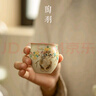 陶羽汝窯貓咪手抓壺蓋碗茶杯防燙沖茶壺高檔泡茶器一壺兩杯單人泡茶具 黃花貓-米黃如意手抓壺+束腰杯2 曬單實(shí)拍圖