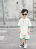 Svecymikov國際品牌男童夏季套裝兒童夏裝POLO衫短袖兩件套2025新款男孩衣服 米色 150 cm 曬單實(shí)拍圖