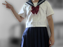 蘿美醬水手服女jk制服百褶裙夏季白三本套裝短裙半身裙日系學(xué)院風(fēng)春秋 短袖白三本+短裙+領(lǐng)結(jié) 2XL 【建議120-130斤】 曬單實(shí)拍圖