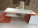 奢檀新款高檔烤漆老板桌現代簡(jiǎn)約輕奢辦公室電腦桌辦公桌老板桌椅組合 1.6米老板桌(白色配橙色) 曬單實(shí)拍圖