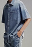 森馬（Semir）森柔牛仔|短袖襯衫男復(fù)古水洗牛仔外套寬松夏季上衣時(shí)尚潮流 牛仔淺藍(lán)88101 XL 曬單實(shí)拍圖