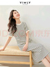 梵希蔓簡(jiǎn)約通勤條紋短袖連衣裙女2025年夏季新款寬松顯瘦氣質(zhì)裙子 M6823 杏藍條紋 M 曬單實(shí)拍圖