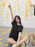 PMOG韓系顯瘦短袖套裝女夏季寬松韓版學(xué)生短褲時(shí)尚休閑運動(dòng)兩件套跑步 黑色上衣+黑色短褲【純棉兩件套 L 【建議100-115斤】 曬單實(shí)拍圖