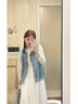 哈魯?shù)吓Ｗ旭R甲女2025夏秋時尚百搭外穿寬松韓版學(xué)生無袖大口袋坎肩背心 藍(lán)色 M （90-105斤） 曬單實拍圖