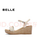 百麗（Belle）度假風(fēng)休閑涼鞋女2025夏新商場同款編織跛跟涼鞋D8T1DBL5 米白 34 (220mm) 曬單實(shí)拍圖