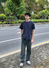 izzue IT時(shí)尚潮流牛仔褲男士夏季舒適百搭通勤直筒褲子男 曬單實(shí)拍圖