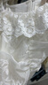 朵以（Duoyi）2025夏季新款度假氛圍感刺繡蕾絲荷葉邊繡花方領(lǐng)短袖連衣裙 米杏 M 曬單實(shí)拍圖