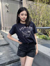 MARDI臘腸狗印花純棉休閑百搭短袖2025夏季新款韓版顯瘦圓領T恤潮 PF111 黑色 M 曬單實拍圖