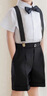 羅蒙男童禮服寶寶西裝小主持人西服鋼琴演出男孩周歲生日背帶套裝 四件套：襯衫+短褲+背帶+領(lǐng)結(jié) 130 曬單實拍圖