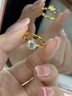 中國黃金六爪黃金戒指女求婚托帕石金鉆戒新年禮物情人節送女友老婆生日 足金六爪女戒 曬單實(shí)拍圖