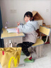 萊美匯中小學(xué)生書(shū)桌家用升降學(xué)習桌學(xué)校同款作業(yè)寫(xiě)字桌套裝補習班課桌椅 學(xué)校同款升降桌椅原木 寫(xiě)坐兩件套裝 曬單實(shí)拍圖