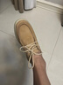 萊爾斯丹春季新款時尚復古休閑圓頭舒適系帶鞋女真皮平底單鞋5M24501 駝色 CMS 35 曬單實拍圖