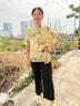啄木鳥(niǎo)媽媽夏裝套裝50-60歲洋氣雪紡衫短袖中老年女裝國風(fēng)上衣服兩件套 綠色單件上衣+米色褲子 2XL 建議105-120斤 曬單實(shí)拍圖