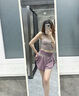 維多利亞旅行者瑜伽服女跑步運動套裝夏季普拉提訓練健身服文胸短褲兩件套紫M 曬單實拍圖