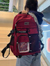 匡睿書(shū)包初中生男生高顏值日系復古大容量旅行背包女高中大學(xué)生雙肩包 紅色（帶頭套熊貓+3個(gè)隨機徽章） 曬單實(shí)拍圖