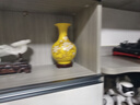 PHTY博古架擺件工藝品高級感輕奢高檔景德鎮(zhèn)陶瓷器花瓶客廳插花中式裝 黃牡丹賞瓶[送木底座] 曬單實拍圖