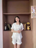 津炳勝睡衣女帶胸墊夏季公主風(fēng)可外穿閨蜜甜美高級(jí)感薄款短袖短褲家居服 白色五分袖兩件套【固定胸墊】 M 【建議70-90斤】 曬單實(shí)拍圖