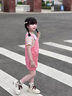 G.DUCKKIDS小黃鴨童裝女童背帶褲套裝夏季2025新款兒童衣服洋氣薄款寶寶夏裝 粉色 90 建議1~2歲【 80-90cm】cm 曬單實拍圖