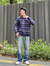 Teenie Weenie Men小熊男裝復古美式鎖溫保暖舒適質(zhì)感提花厚款毛衣 藏青 M 曬單實拍圖