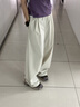 FPA高腰彈力logo織帶速干長(cháng)褲子女 潮流夏季百搭寬松直筒運動(dòng)休閑褲 淺灰色 S 曬單實(shí)拍圖
