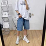 Lee dprre五分休閑工裝牛仔短褲男士夏季薄款半截中褲男褲子加肥加大碼胖子 復(fù)古藍 M 曬單實拍圖