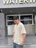 GXG男裝 235g重磅滿印花卉圖案短袖T恤 24年夏季 卡其色 170/M 曬單實(shí)拍圖