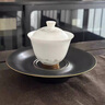 貝柚-無(wú)爭羊脂玉瓷功夫茶具套裝手工描金陶瓷蓋碗茶杯整套禮盒裝素燒 無(wú)爭水墨山水 曬單實(shí)拍圖