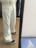 普戈斯彎刀牛仔褲男加絨加厚ootd穿搭顯腿長(cháng)工裝褲子男直筒修身微喇褲 白色 常規 XL 170-175CM 135-150斤 曬單實(shí)拍圖