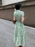 顏域法式碎花襯衫領(lǐng)連衣裙女2025夏季新款收腰袖過(guò)膝長(zhǎng)款雪紡裙子 綠花 L 曬單實(shí)拍圖