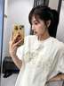 SNYDER WEAR美式潮牌短袖t恤上衣夏季女寬松oversize設(shè)計感小眾棉質(zhì)上衣T恤女 白色（非刺繡款） M 建議85-105斤 曬單實拍圖