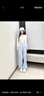 棉致冰絲鏤空拼接奶芙闊腿褲子女夏季薄款2025新款小個(gè)子休閑高腰寬松 160藍(lán)色【高品質(zhì)21.5】 XL 125-140斤 曬單實(shí)拍圖