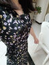 紅袖復(fù)古連衣裙2025夏季新款女裝【繁花協(xié)奏】泡泡袖V領(lǐng)雪紡茶歇裙 黑底花658 S 曬單實(shí)拍圖
