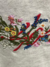 404MOBGANG【徐藝洋同款】手寫花卉刺繡重磅短袖T恤美式寬松涼感防曬情侶 白花灰色 L 曬單實(shí)拍圖