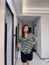 貝妍涼感睡衣女夏季薄款純棉短袖韓版條紋少女家居服運動(dòng)休閑大碼套裝 D10535圖色 M 曬單實(shí)拍圖