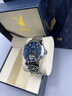 花花公子新款男士全自動(dòng)機械手表鋼帶蝴蝶扣防水夜光多功能鏤空禮盒男腕表 3045男-本色藍面 曬單實(shí)拍圖