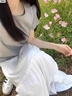 VEOX白色蛋糕裙女春秋夏2025新款高腰中長款a字半身裙寬松韓系蓬蓬裙 白色【款】  常規(guī) M 【96-110斤】 曬單實拍圖