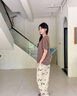 安之伴【巨涼感】家居睡衣女款夏季純棉休閑寬松短袖可外穿帶胸墊套裝 橡子褐 XL 曬單實(shí)拍圖