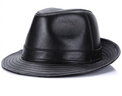 佰吉川 禮帽真皮綿羊皮男士禮帽中老年秋冬季英倫紳士爵士帽表演演出 黑色羊皮 XL（55-56cm） 曬單實(shí)拍圖