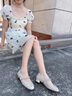 妙麗女鞋夏季2025新款法式羊皮瑪麗珍女鞋小香風(fēng)軟底配裙子粗跟單鞋女 金色 37 曬單實拍圖