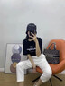 皮爾卡丹（pierre cardin）夏季八分直筒褲女2025新款高腰顯瘦煙管褲修身彈力小腳九分休閑褲 2024白色八分【拉鏈腰】2025 XL 【建議116-125斤】 曬單實(shí)拍圖