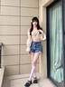 栢啟歆破洞牛仔短褲女淺藍(lán)清新夏季新款多巴胺穿搭高腰顯瘦辣妹熱褲百搭 淺藍(lán)破洞牛仔短褲 L （106-116斤） 曬單實(shí)拍圖