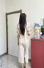 莫代爾睡衣女士夏季帶胸墊純棉短袖中褲薄款2025新款半袖家居服套裝 6839米杏色帶胸墊 M 160適合80-100斤穿著 曬單實(shí)拍圖