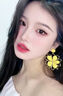 BJYL度假風(fēng)太陽(yáng)花朵耳環(huán)女夸張海邊絕美耳釘無(wú)耳洞耳夾氣質(zhì)高級感耳飾 黃色花花耳釘款 一對裝 曬單實(shí)拍圖